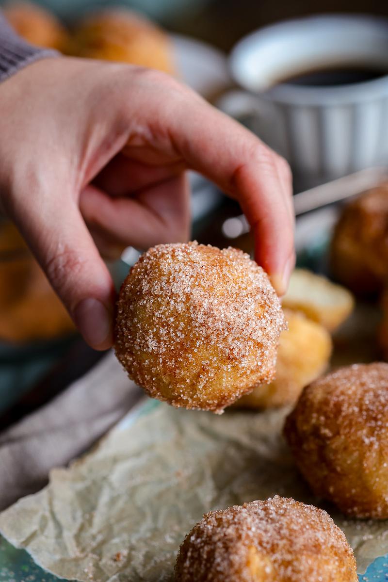 Process image of Air Fryer Cinnamon Sugar Donut Holes