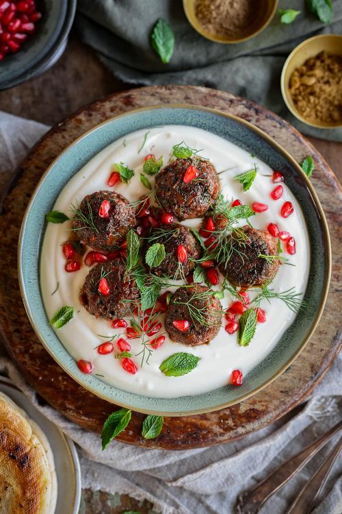 image of Vegan Meatballs with Pomegranate Glaze