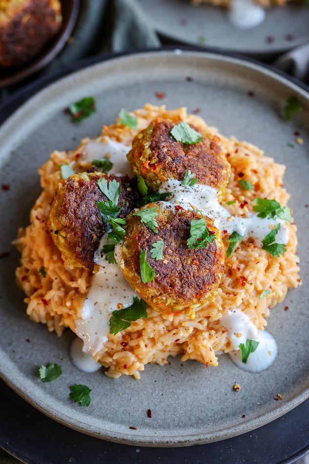 image of Creamy Squash Rice with Veggie Koftas