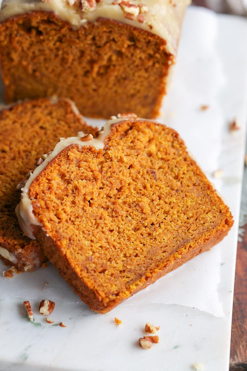 a slice of dairy free autumn bread