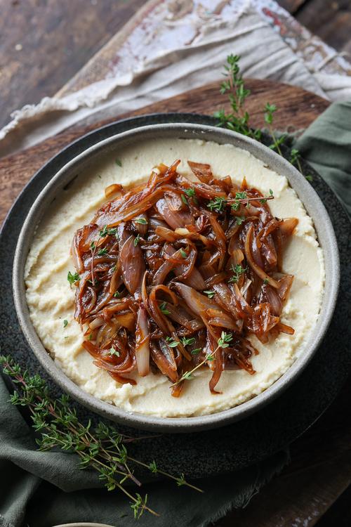 image of Celeriac Purée with Balsamic Shallots