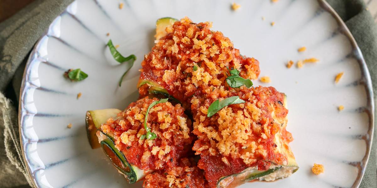 Zucchini Rolls with Vegan Ricotta Cheese | Pick Up Limes