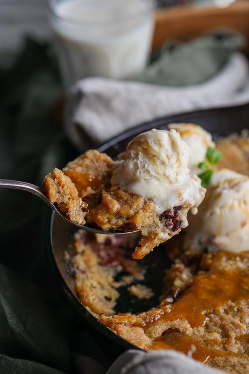 Chocolate Chip Caramel Skillet Cookie Pick Up Limes