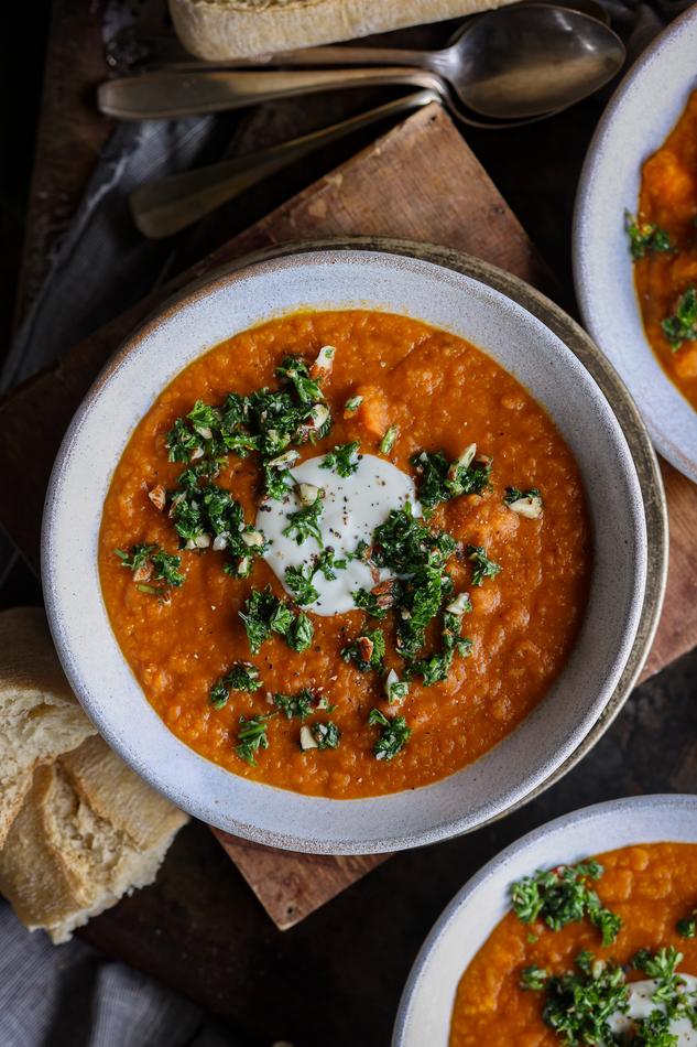 image of Carrot Lentil Soup with Gremolata Topping