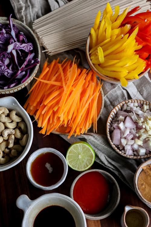 Peanut Lime Vegetable Noodle StirFry Pick Up Limes