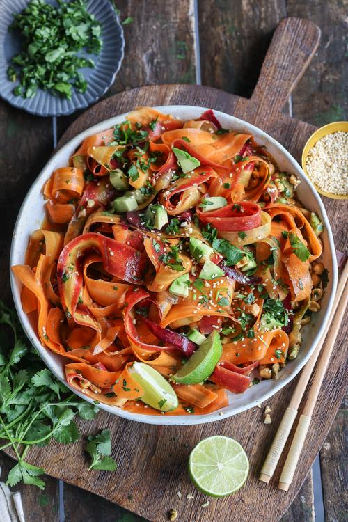 image of Shaved Carrot Salad with Tangy Sesame Lime Dressing