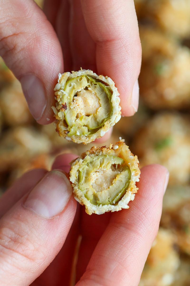 Process image of Crispy 'Feta' Stuffed Air Fryer Olives