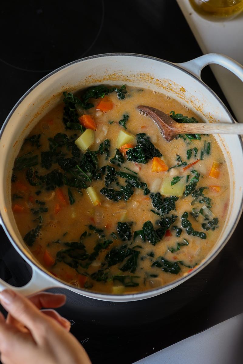 Process image of Hearty Kale 'Sausage' Soup