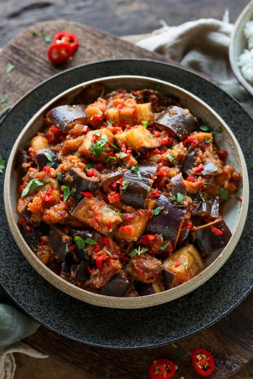 image of Indoensian Spicy Eggplants - Sambal Terong Balado