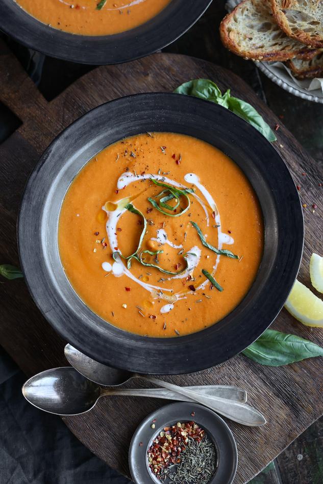 image of Roasted Red Pepper & Cauliflower Soup