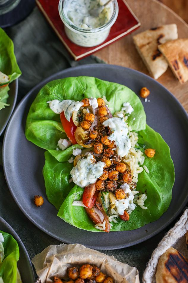 image of Greek-Inspired Chickpea Lettuce Wraps
