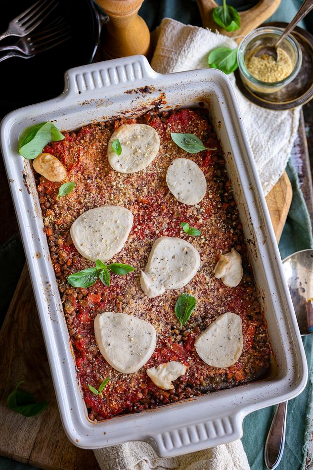 image of Eggplant Lentil Parmigiana Casserole