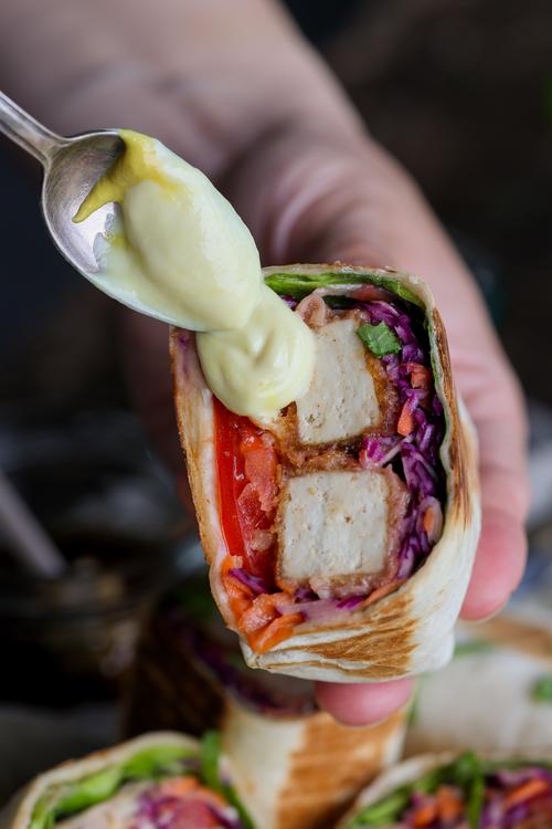 Vegan "Honey" Mustard Tofu Wraps Pick Up Limes