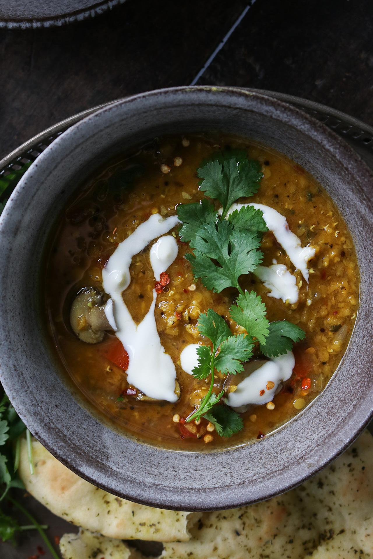 Main image of One-Pot Golden Red Lentil and Mushroom Curry Soup