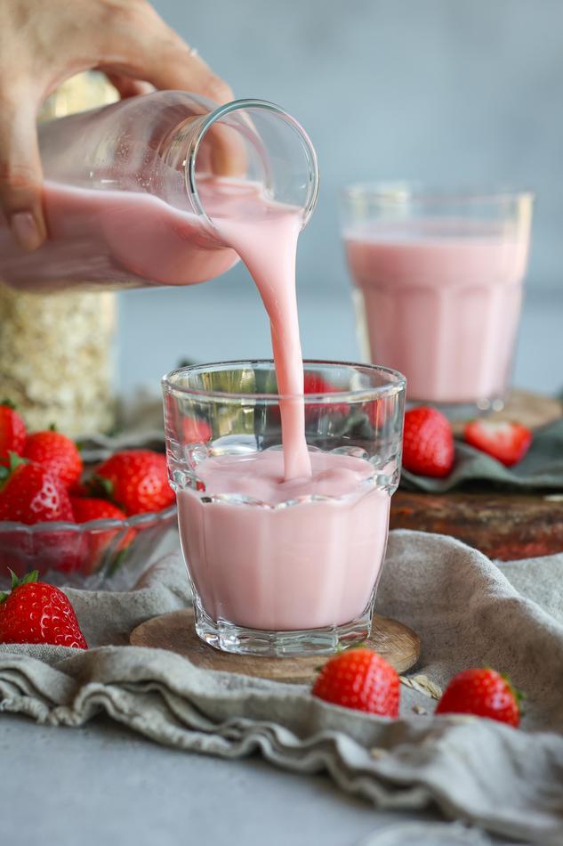 image of Homemade Strawberry Oat Milk