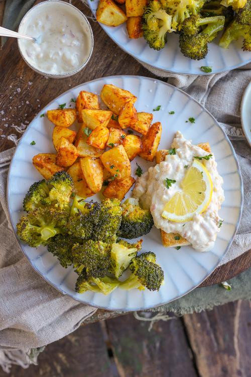 image of Lemon Mustard Tofu with Roasted Potatoes & Broccoli