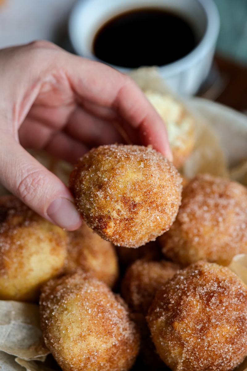 Process image of Air Fryer Cinnamon Sugar Donut Holes