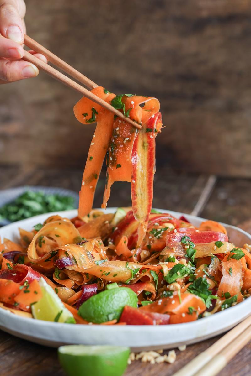 Process image of Shaved Carrot Salad with Tangy Sesame Lime Dressing