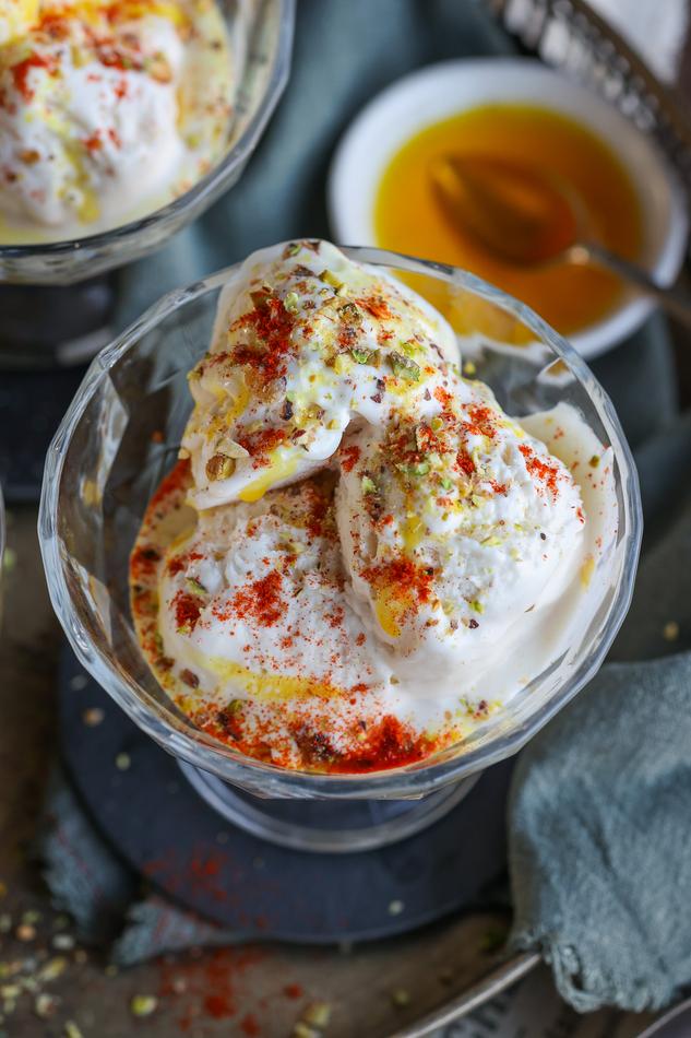 image of No-Churn Spiced Vanilla Rose Ice Cream