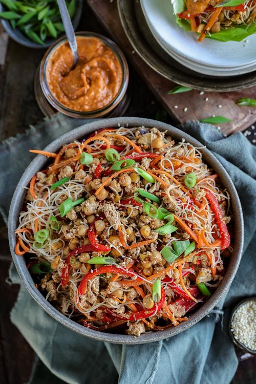 Pick Up Limes High Protein Lettuce Wraps with a Creamy Peanut Sauce