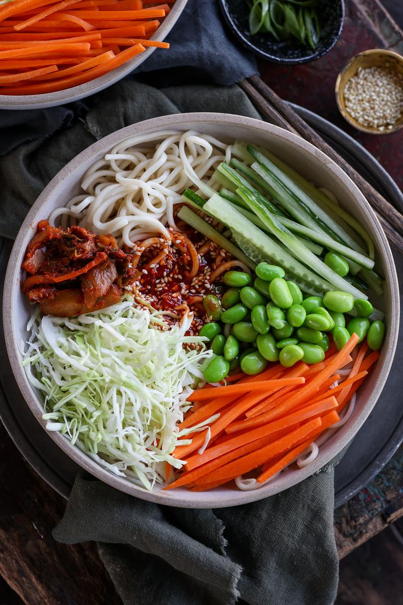 Process image of Bibim Guksu - Spicy Korean Noodle Salad