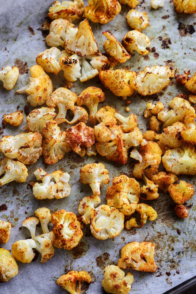 Process image of Smoky Roasted Cauliflower with Creamy Red Pepper Sauce