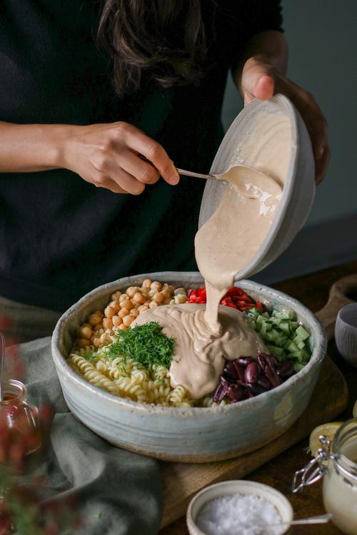 Dill Pasta Salad with a Tahini Dressing Pick Up Limes
