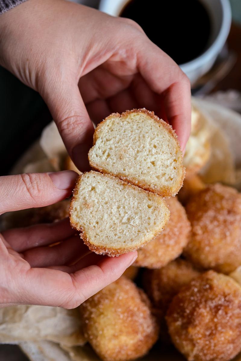 Process image of Air Fryer Cinnamon Sugar Donut Holes