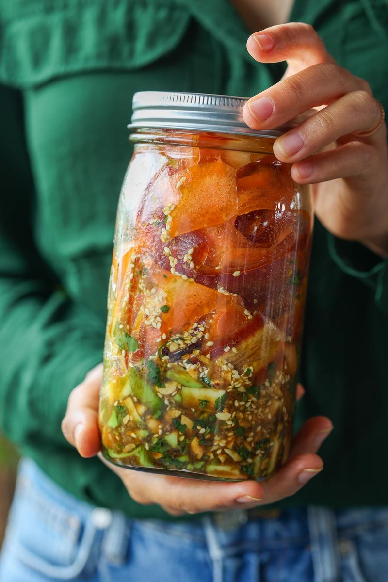 Process image of Shaved Carrot Salad with Tangy Sesame Lime Dressing