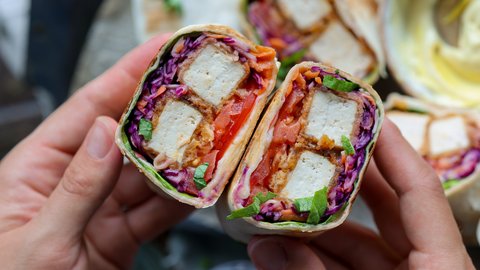 Vegan 'Honey' Mustard Tofu Wraps