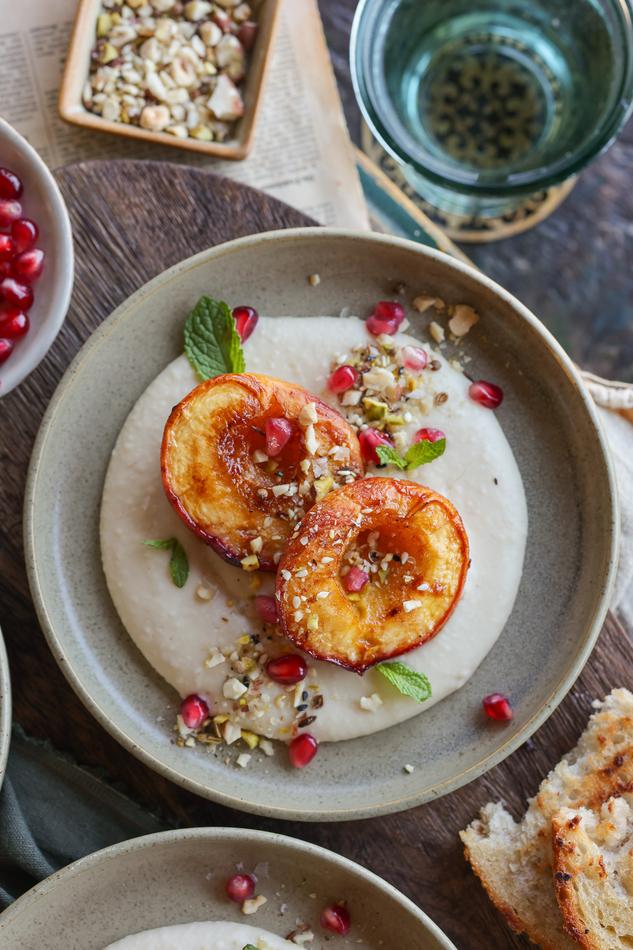 image of Baked Peaches with Butter Bean Spread
