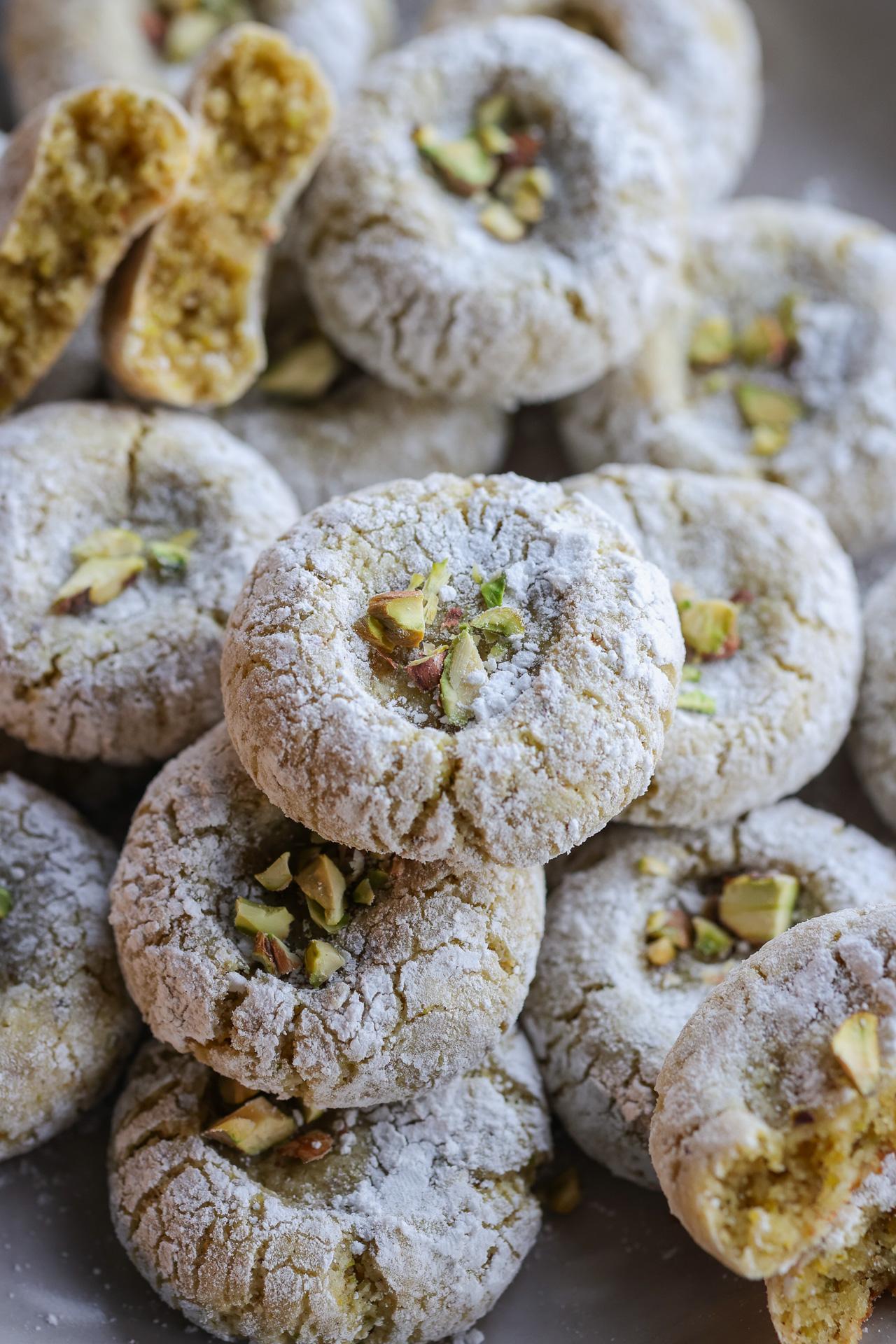 Main image of Almond Pistachio Crinkle Cookies