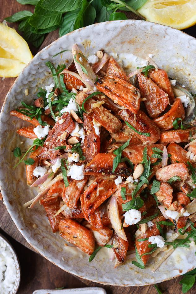 image of Roasted Carrot Salad with Lemon Tahini Dressing
