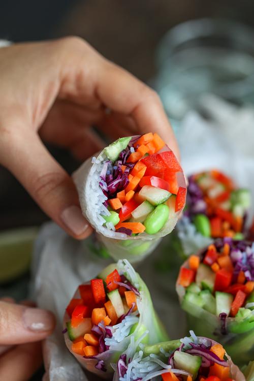 Fresh Salad Rolls with a Creamy Peanut Hoisin Sauce Pick Up Limes