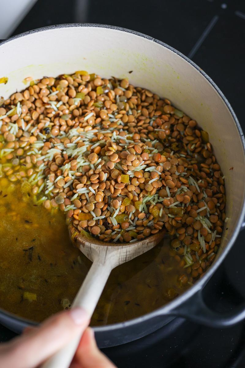 Process image of Adas Polow: Persian Lentil Rice