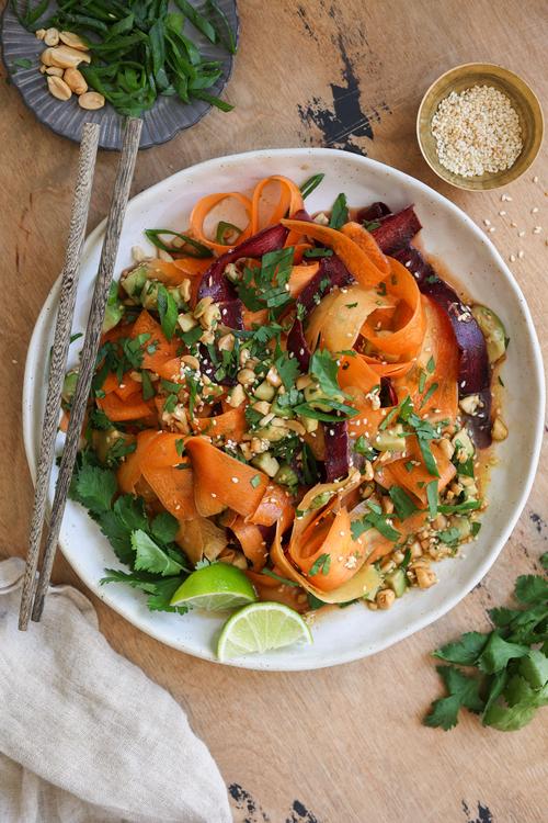 image of Shaved Carrot Salad with Tangy Sesame Lime Dressing