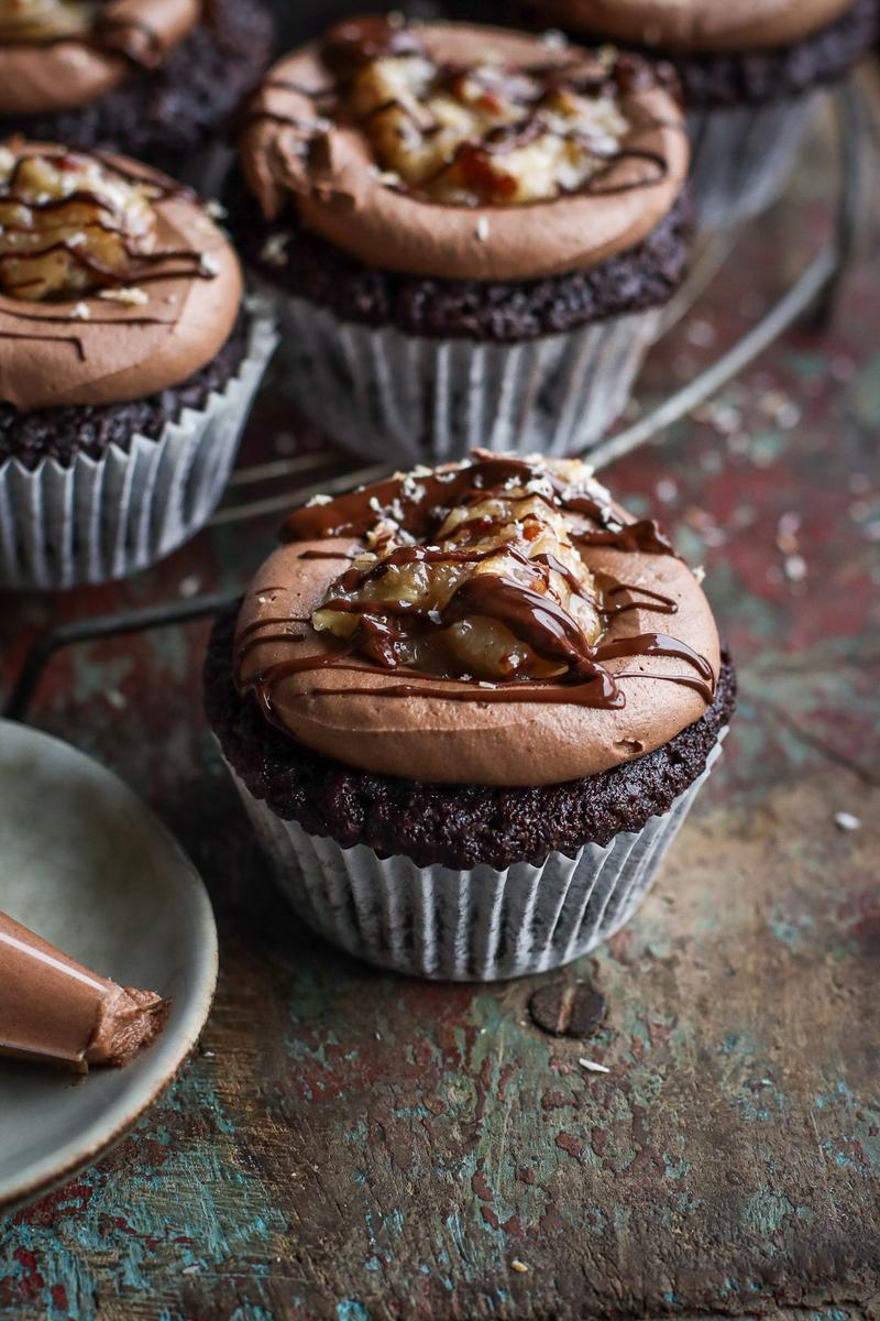 Process image of German Chocolate Cupcakes