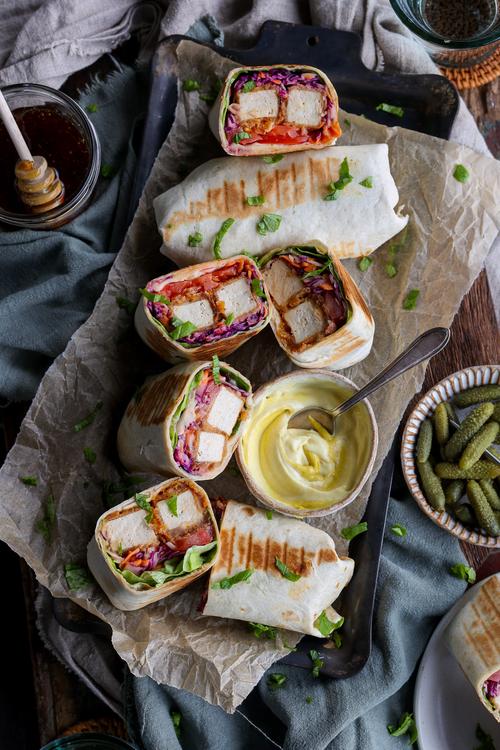 Vegan "Honey" Mustard Tofu Wraps Pick Up Limes