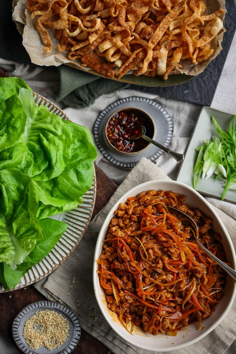Process image of Crunchy Dumpling Lettuce Wraps