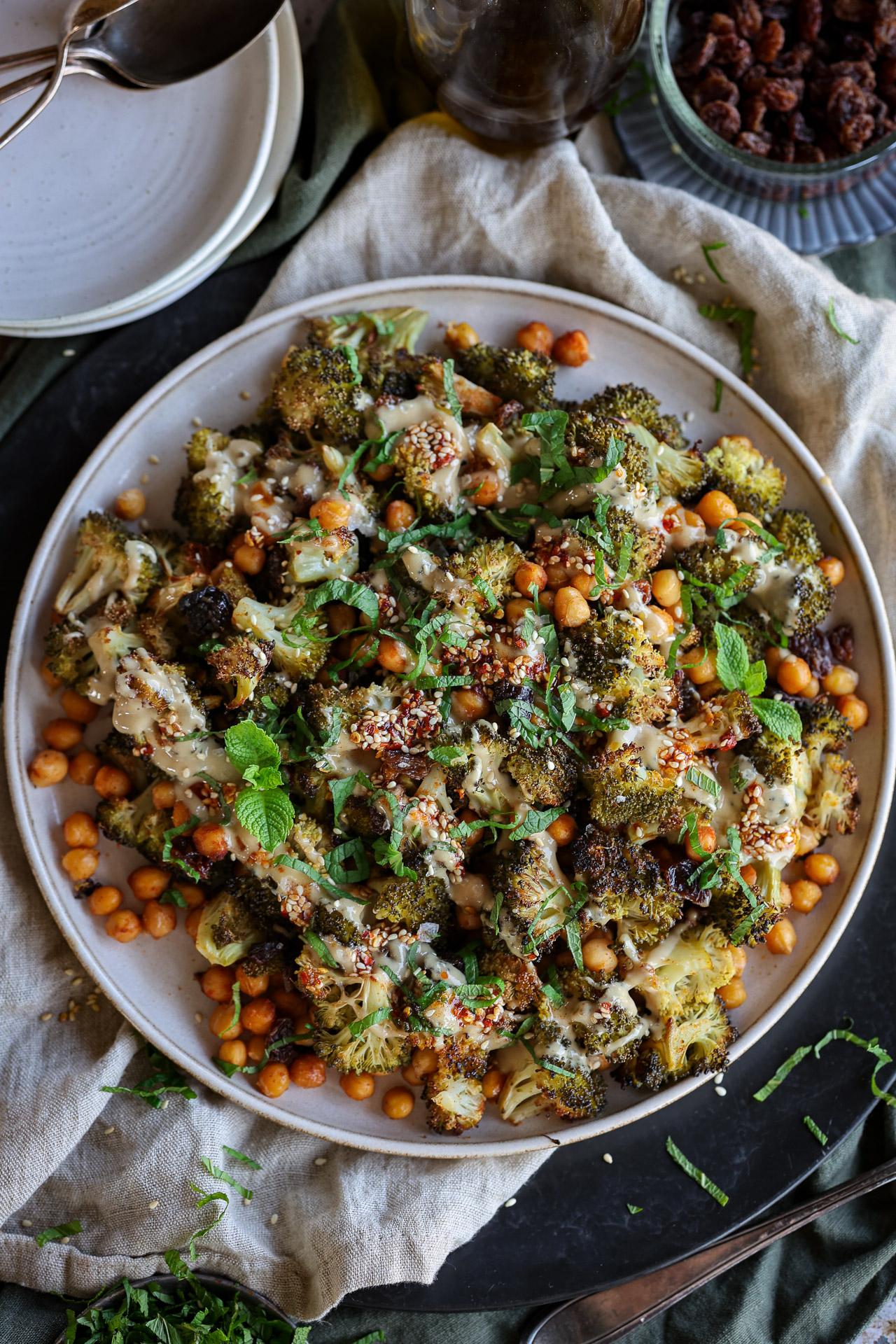 Main image of Roasted Broccoli & Chickpeas with Tahini Sauce