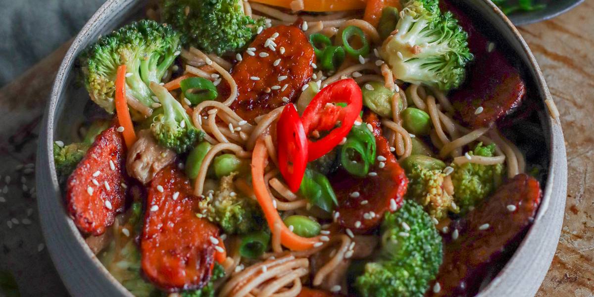 Soba Noodle Bowl with BBQ Tempeh Pick Up Limes