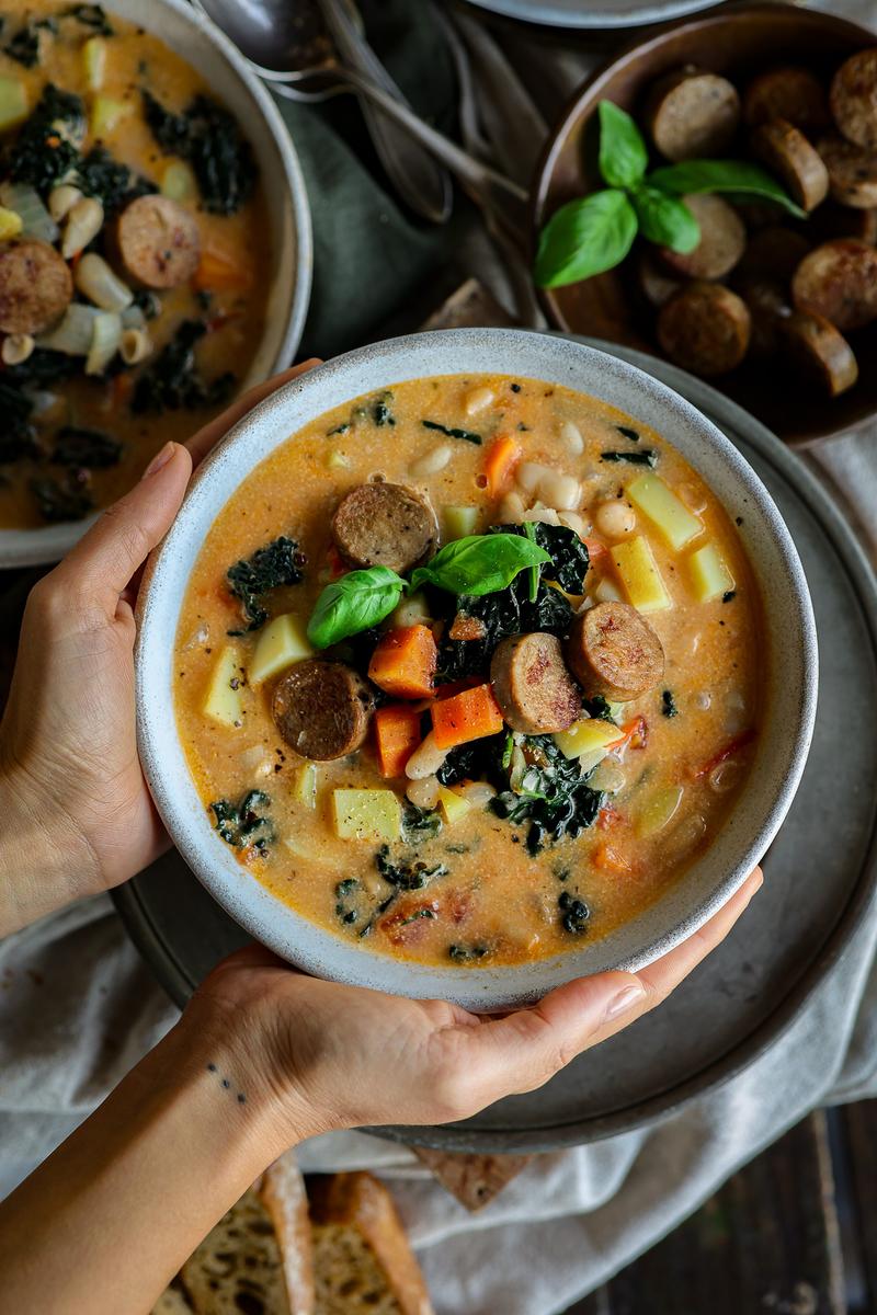 Process image of Hearty Kale 'Sausage' Soup