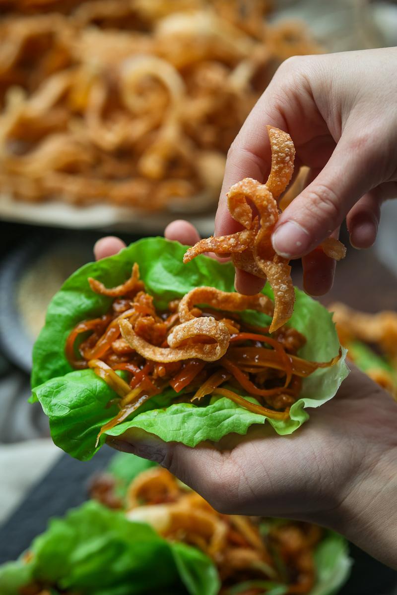 Process image of Crunchy Dumpling Lettuce Wraps