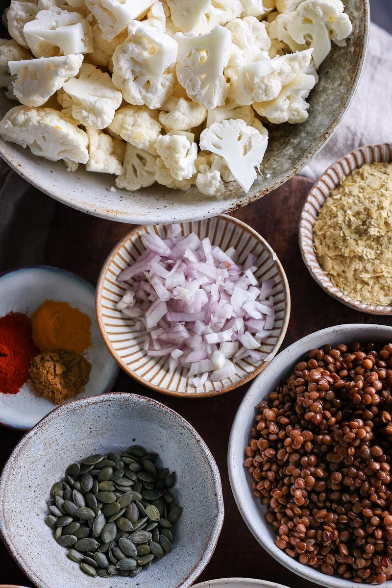 Process image of Smoky Roasted Cauliflower with Creamy Red Pepper Sauce