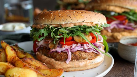 Bean & Oat Burger with Cajun Mayo