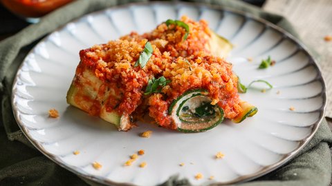 Zucchini Rolls with Vegan Ricotta Cheese
