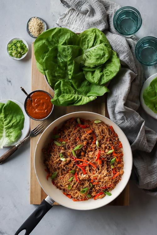 Pick Up Limes High Protein Lettuce Wraps with a Creamy Peanut Sauce