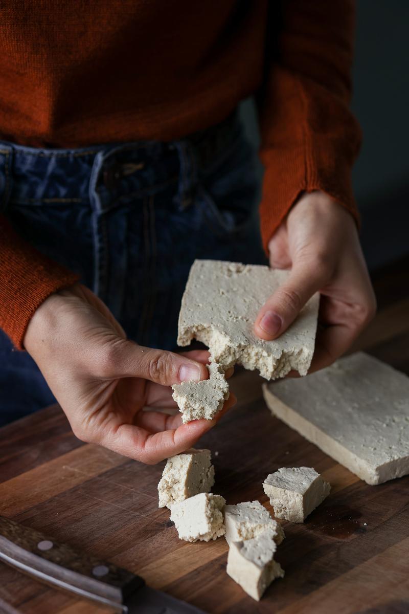 Process image of Crispy Baked Tofu Nuggets