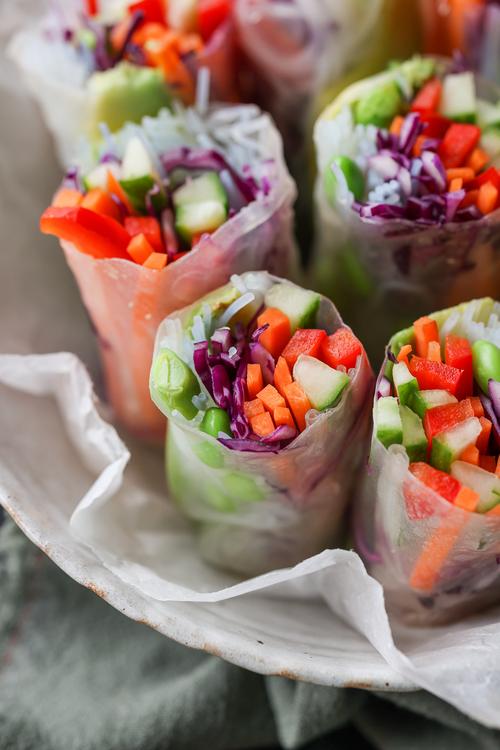 Fresh Salad Rolls with a Creamy Peanut Hoisin Sauce Pick Up Limes