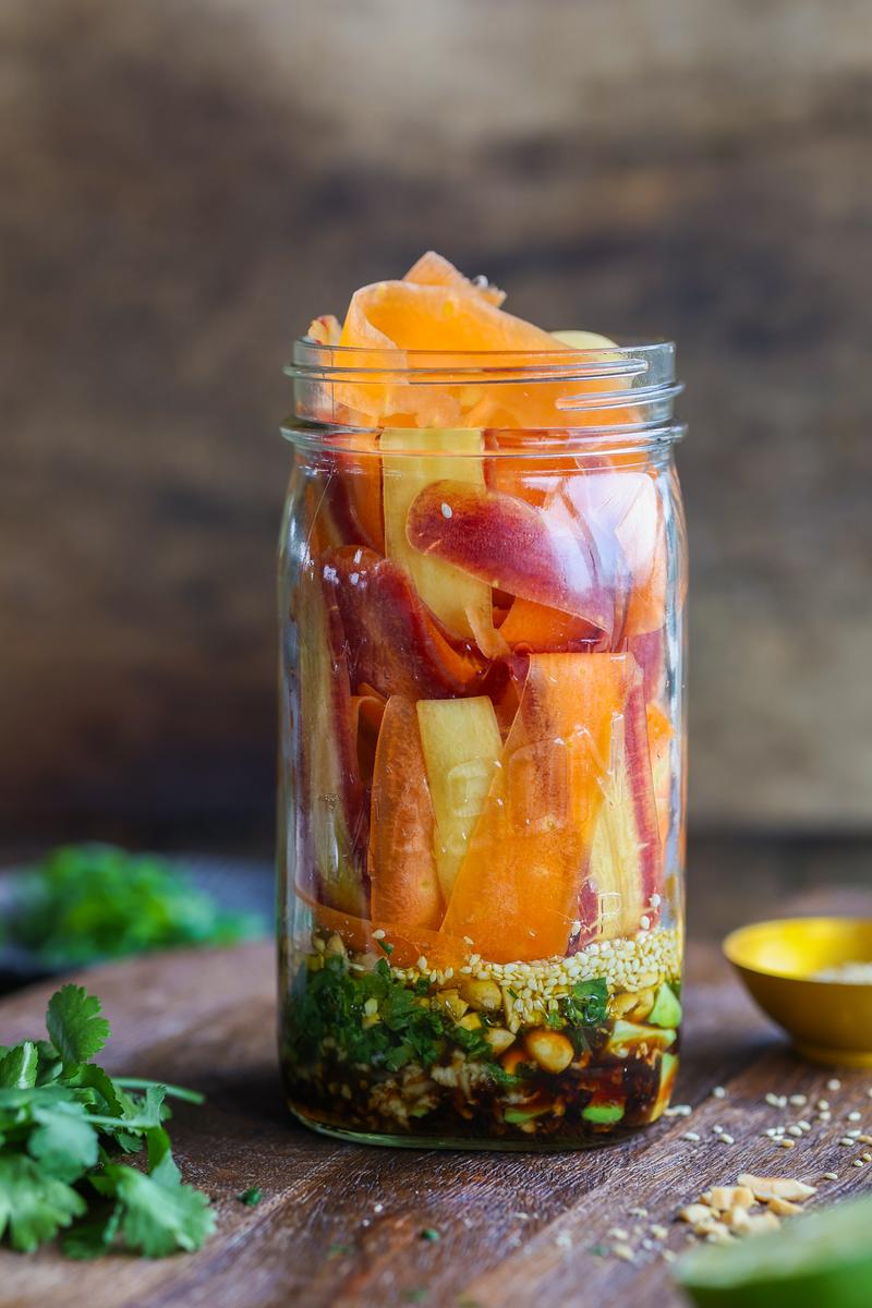 Process image of Shaved Carrot Salad with Tangy Sesame Lime Dressing